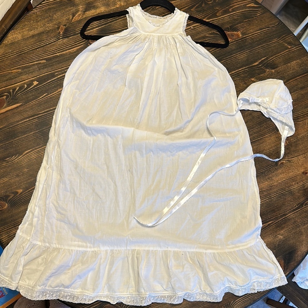Vintage christening gown with bonnet
